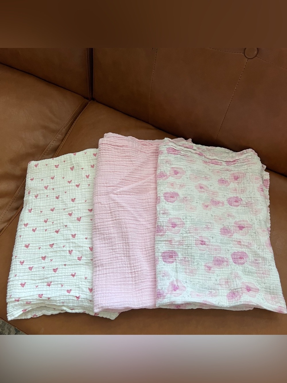 Set of 3 Modern Baby Girl Infant Toddler Large Muslin Swaddle Blankets Cotton